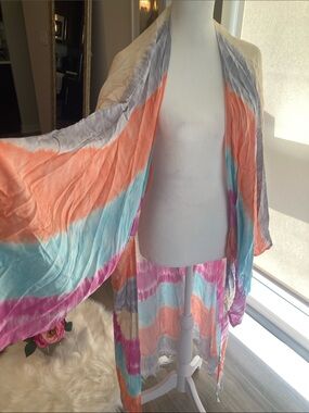 Tie-die look one size swim coverup
